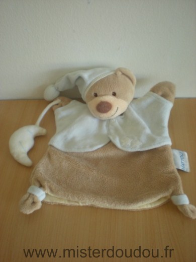 Doudou Ours Nattou Beige bleu lune 