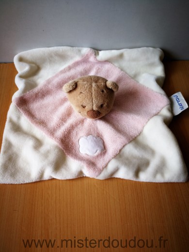 Doudou Ours Nattou Beige rose blanc nuage 