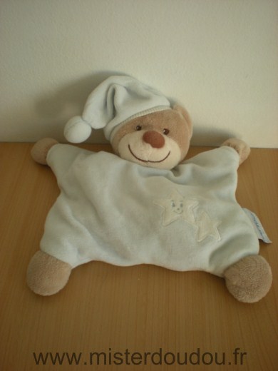 Doudou Ours Nattou Bleu etoiles blanches Rembourrage interieur un peu defait