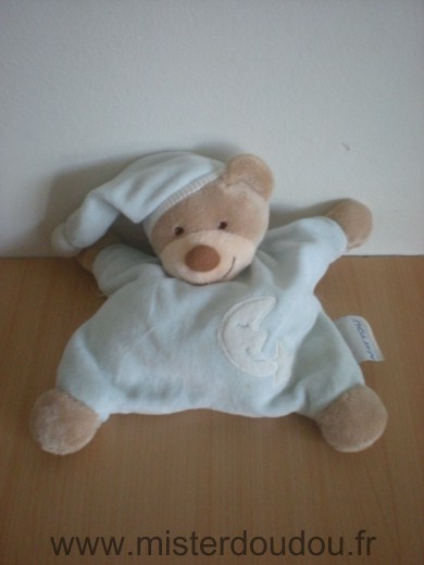 Doudou Ours Nattou Bleu lune et etoile blanche 