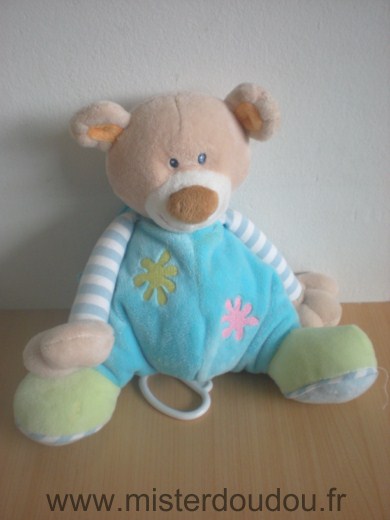 Doudou Ours Nattou Bleu vert 