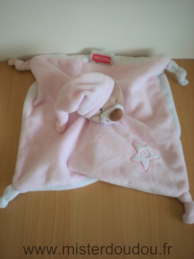 Doudou Ours Nattou Rose blanc etoile blanche 