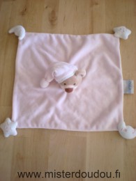 Doudou Ours Nattou Rose blanc lunes étoiles aux 4 coins 