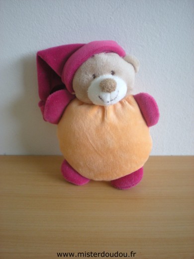 Doudou Ours Nattou Rose fushia orange 