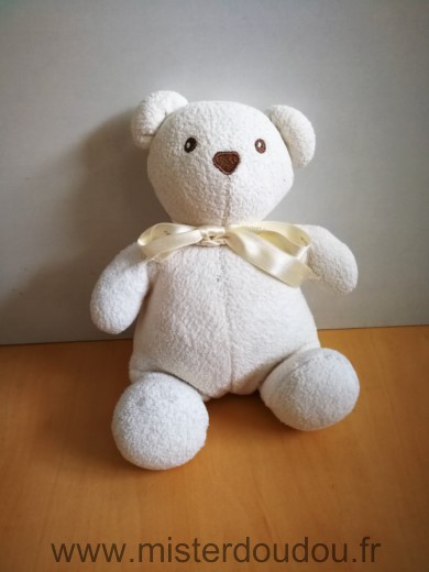 Doudou Ours Natura pura Bio tissus eponge blanc 