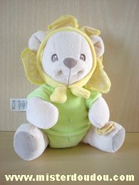 Doudou Ours Nature bearries Beige vert jaune 