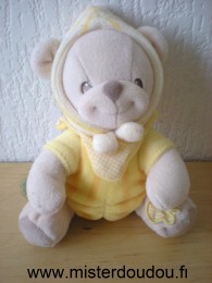 Doudou Ours Nature bearries Jaune beige 