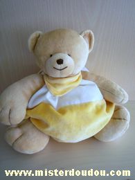 Doudou Ours Nature et découvertes Beige jaune blanc 