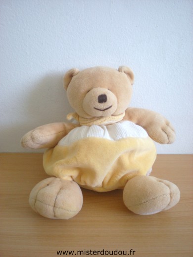 Doudou Ours Nature et découvertes Jaune beige blanc 