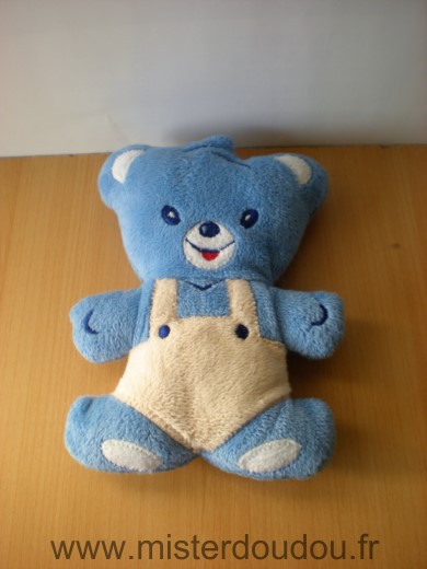 Doudou Ours Nestle Bleu salopette beige 