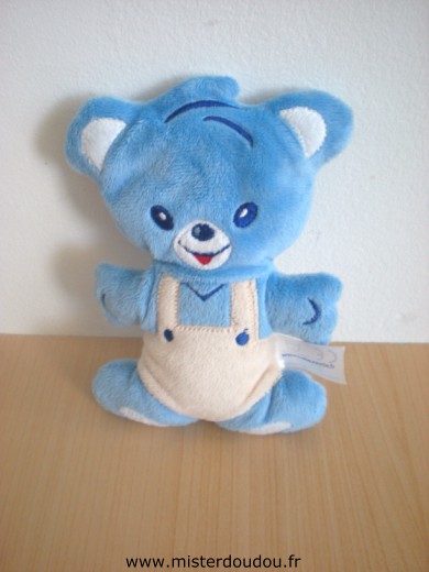 Doudou Ours Nestle Bleu salopette beige 