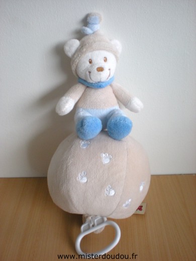 Doudou Ours Nicotoy Beige bleu 