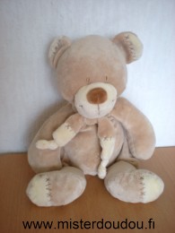 Doudou Ours Nicotoy Beige écru écharpe 