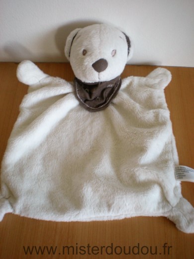 Doudou Ours Nicotoy Blanc foulard marron simba kiabi 