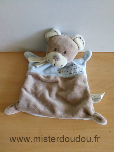 Doudou Ours Nicotoy Bleu beige 