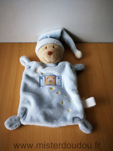 Doudou Ours Nicotoy Bleu etoiles jaunes 