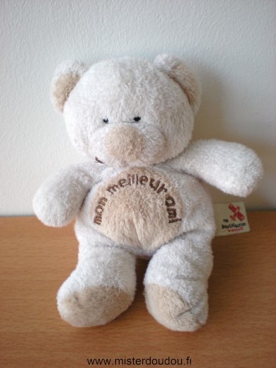 Doudou Ours Nicotoy Ecru beige brodé mon meilleur ami 