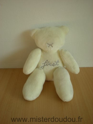 Doudou Ours Nicotoy Ecru broderie firet 