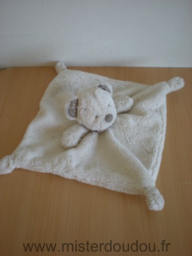 Doudou Ours Nicotoy Ecru foulard beige 