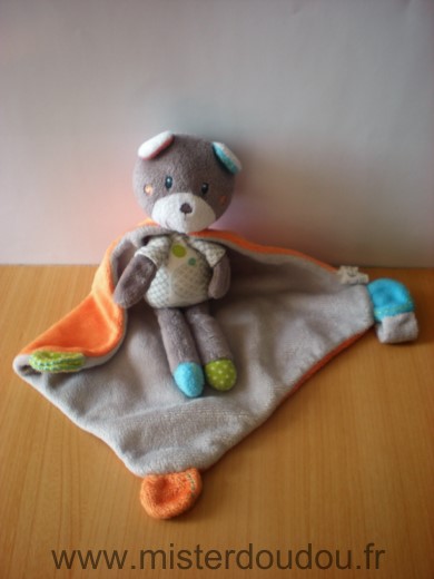 Doudou Ours Nicotoy Gris cape orange 