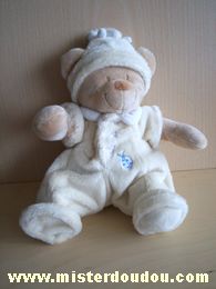 Doudou Ours Nicotoy Ours beige combinaison jaune claire 