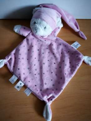 Doudou Ours Nicotoy Rose blanc etoiles grises 