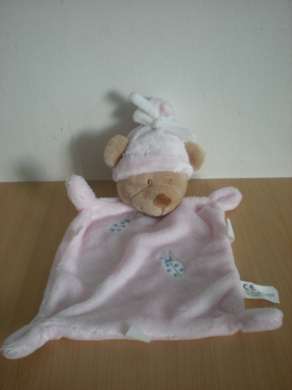 Doudou Ours Nicotoy Rose coccinelle points bleus 