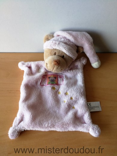 Doudou Ours Nicotoy Rose etoiles 