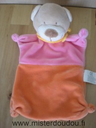 Doudou Ours Nicotoy Rose orange foulard orange 