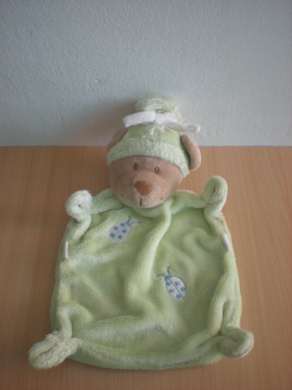 Doudou Ours Nicotoy Vert coccinelles blanches 