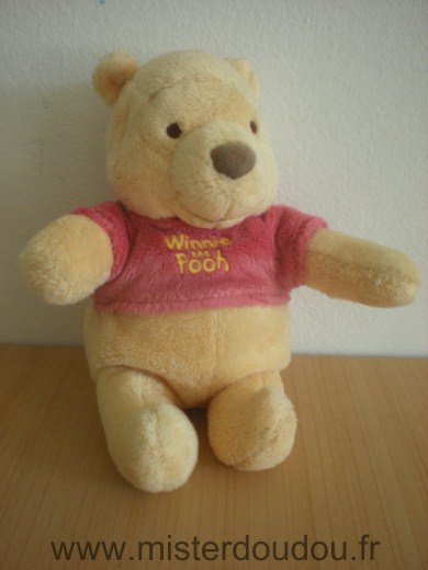 Doudou Ours Nicotoy Winnie disney jaune rouge winie the pooh 