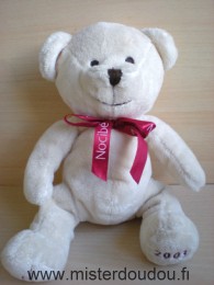 Doudou Ours Nocibé Beige ruban rouge nocibé 