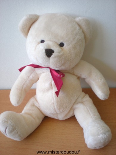 Doudou Ours Nocibé Beige ruban rouge nocibe 