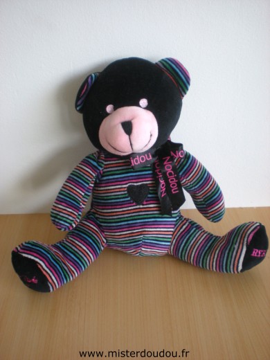 Doudou Ours Nocibé Noir rayé  brodé rykiel 