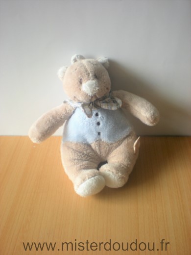 Doudou Ours Noukie s Beige bleu Mini doudou a suspendre