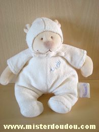 Doudou Ours Noukie s Beige écru avec une abeille bleue brodée 