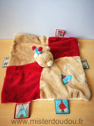 Doudou Ours Noukie s Beige rouge indien 