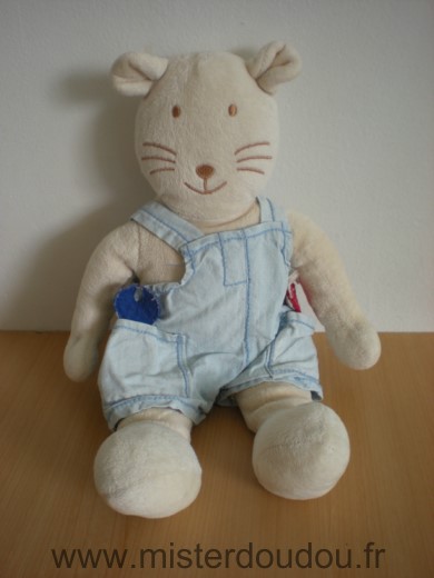 Doudou Ours Noukie s Beige salopette bleu outils 