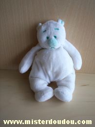 Doudou Ours Noukie s Blanc nez vert Pas d'étiquette noukie s?