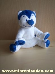 Doudou Ours Noukie s Blanc pattes bleues dos bleu 