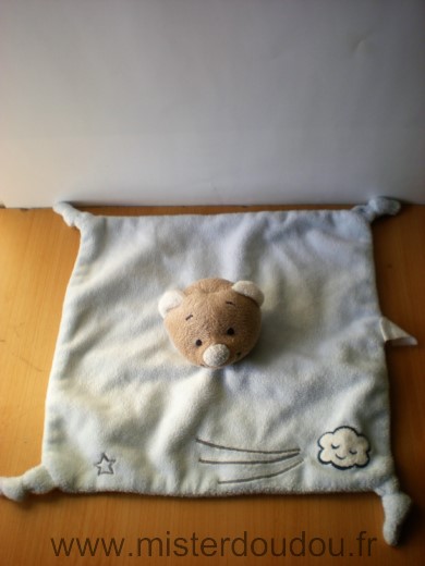 Doudou Ours Noukie s Bleu beige gris nuage etoile 