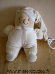 Doudou Ours Noukie s Jaune blanc La boite à musique ne fonctionne plus très bien