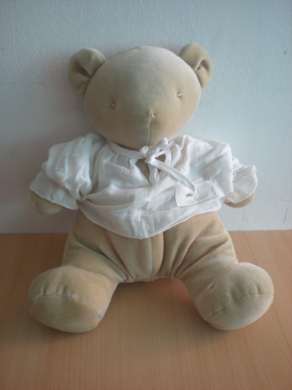 Doudou Ours Nounours Beige chemise blanche 