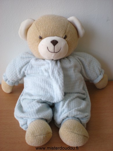 Doudou Ours Nounours Bleu beige 