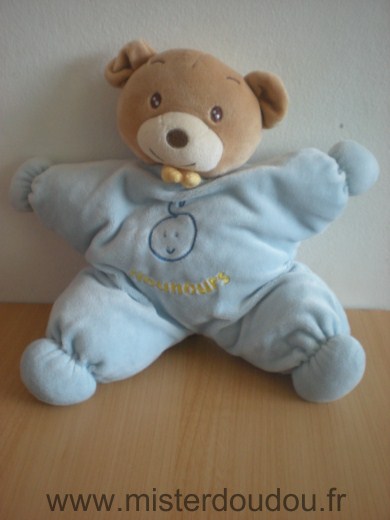 Doudou Ours Nounours Bleu beige 