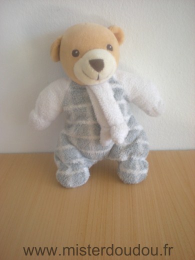 Doudou Ours Nounours Gris blanc 