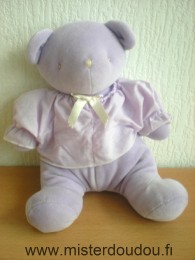 Doudou Ours Nounours Mauve chemise mauve 