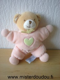 Doudou Ours Nounours Rose coeur vert mon doudou 