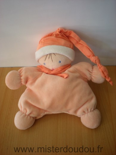 Doudou Lutin Nounours Rose orange saumon 