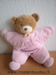 Doudou Ours Nounours Rose tête de fille brodée nounours 